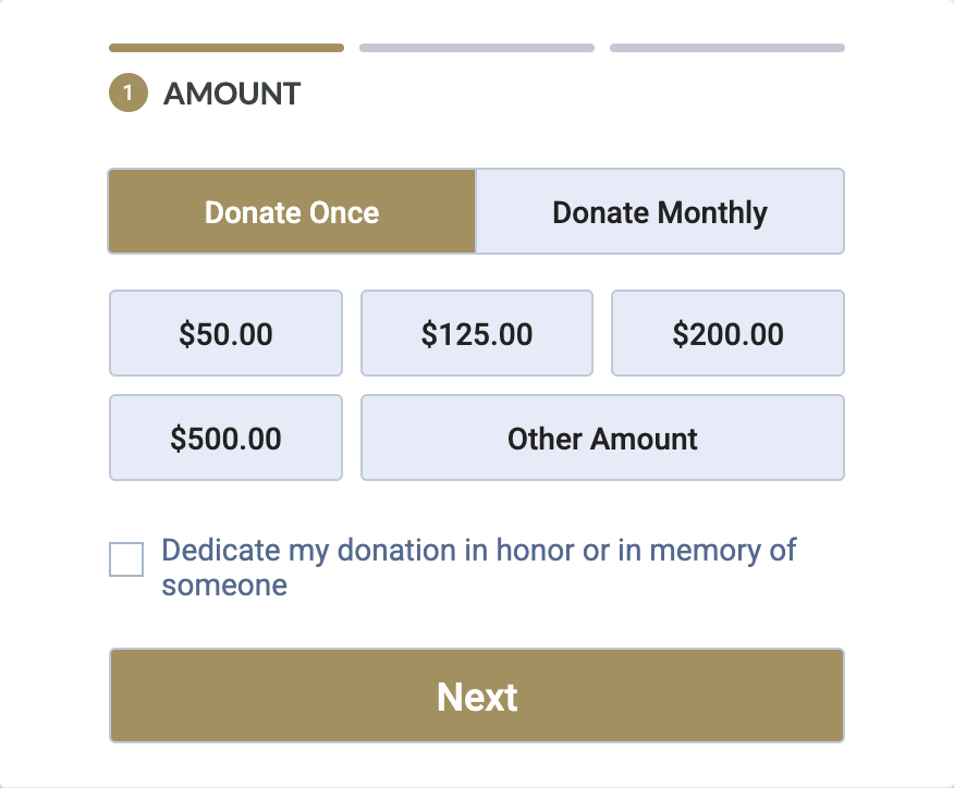Gold and white graphic with rows of text and icons for donations.